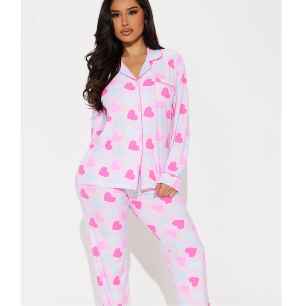 Fashion Nova Pink Heart Women's Pajama Set